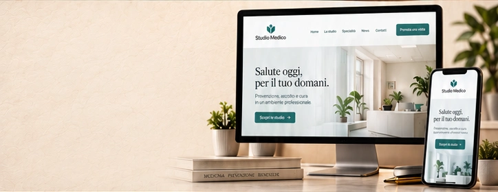 Sito illustrativo di uno studio medico, su computer e smartphone